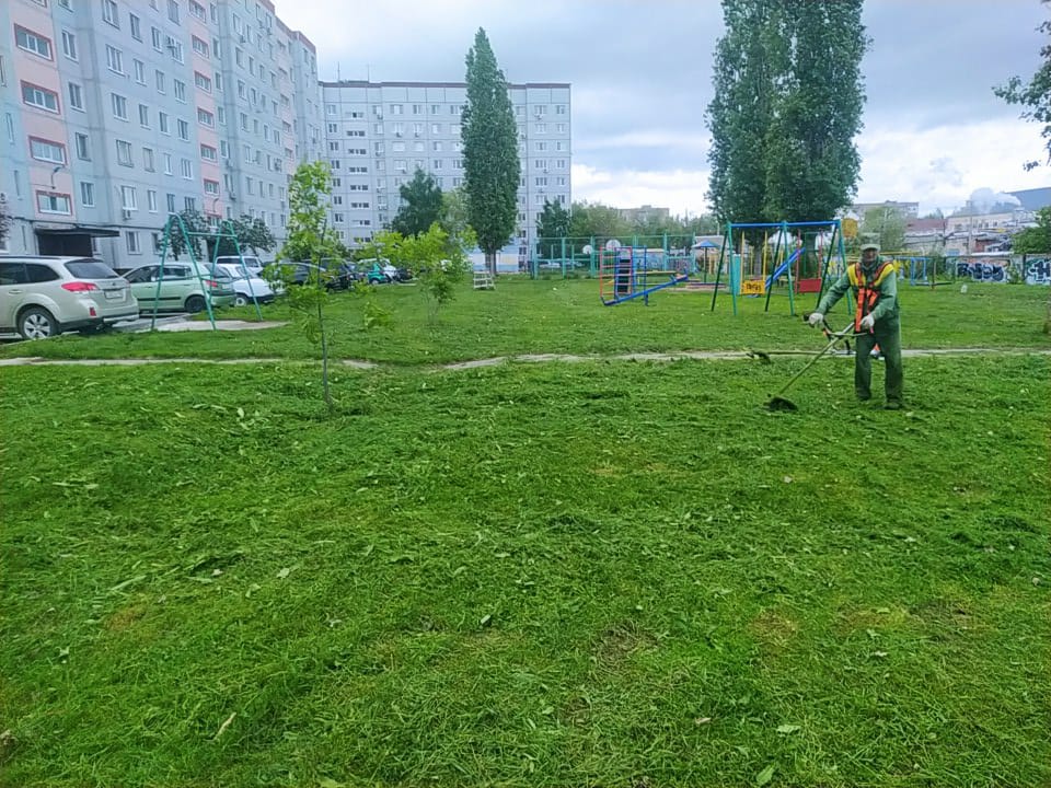 В городе Балаково ежедневно ведутся работы по покосу травы